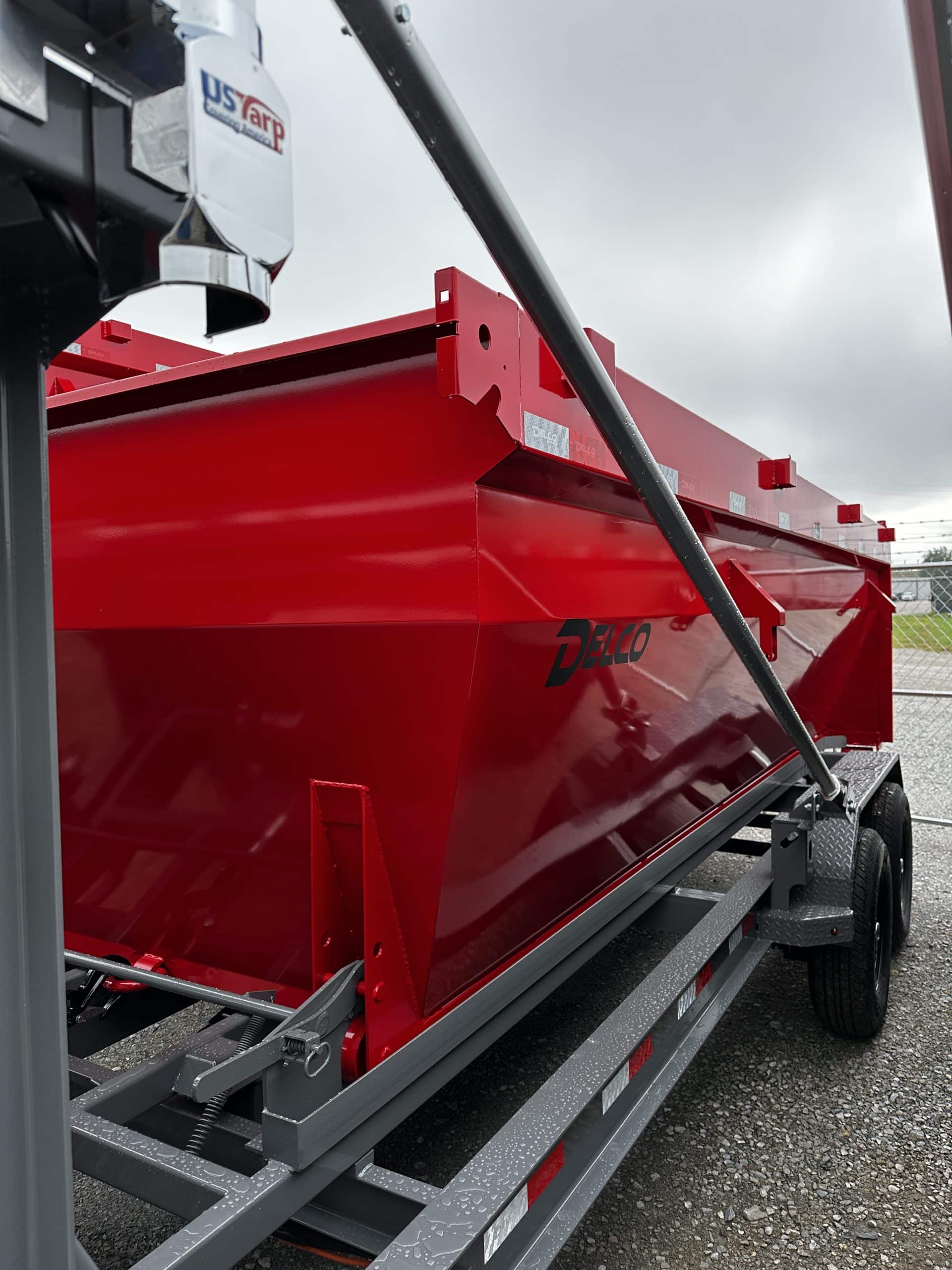2025 Delco 60″x16′ 4′ High Sides Roll Off Bin Red #40907